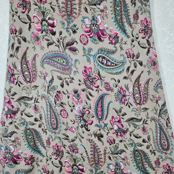VTG East 5th Linen Blend Paisley Maxi Skirt sz 16W* Tan Beige Multi Floral Boho - Picture 3 of 12
